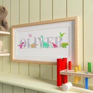 Framed Print - Named Dinosaur Themed