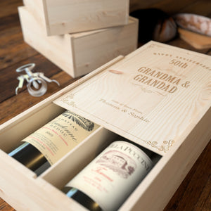 Personalised 2 Bottle Wooden Wine Box