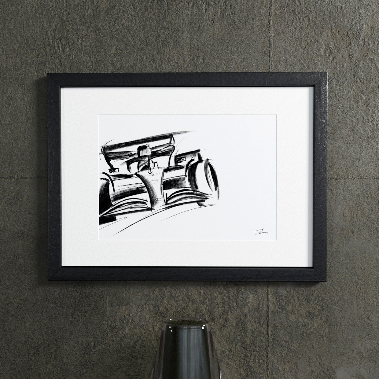 Artist Drawn F1 Car - Framed Print 01