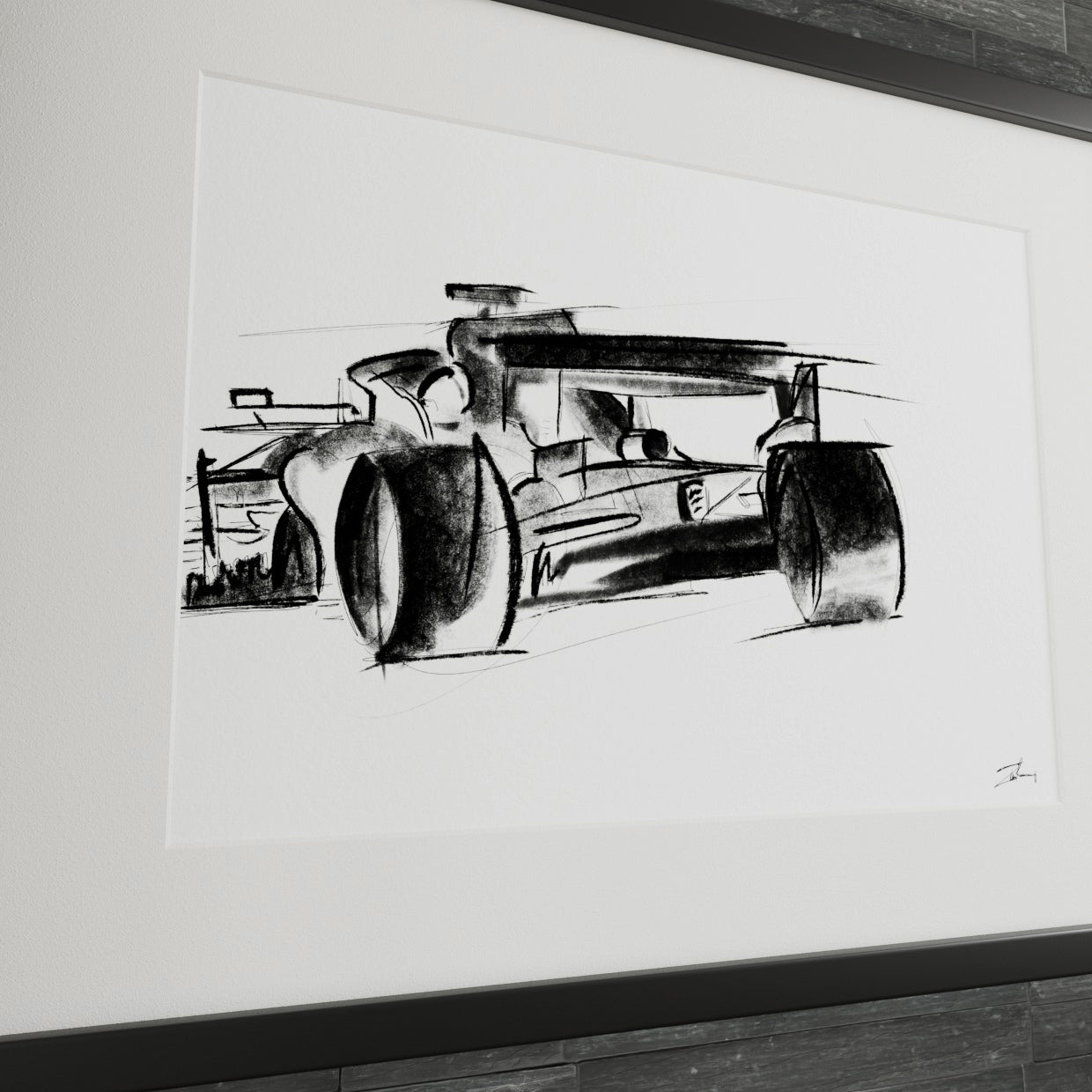 Artist Drawn F1 Car - Framed Print 03