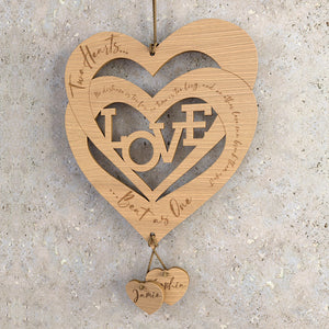 Personalised Wooden Hearts - Wall Hanging
